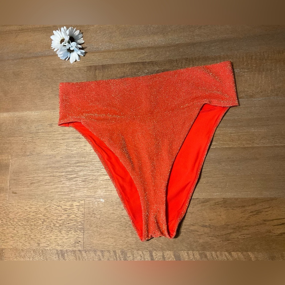 Aerie Orange Shimmer High Waist Bikini Bottom